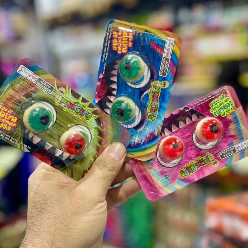 Kit com 3 Diploko Monsters Olho Gummy Duo - Sabores Sortidos - Dip